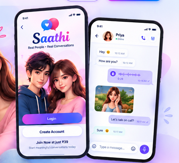 Saathi chat and audio call app preview